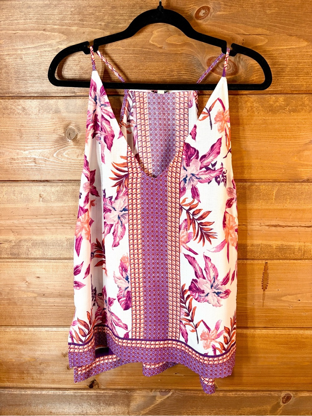 Daniel Cremieux Pink and Purple Geometric Floral Print Boho Top Size Medium 💕